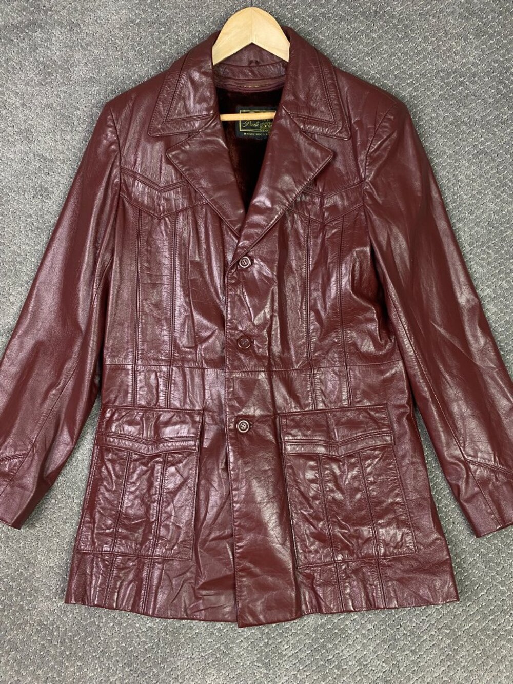 Vintage 70s Harbour Park Leather Jacket Mens Medium Brown Fight Club Zip Liner